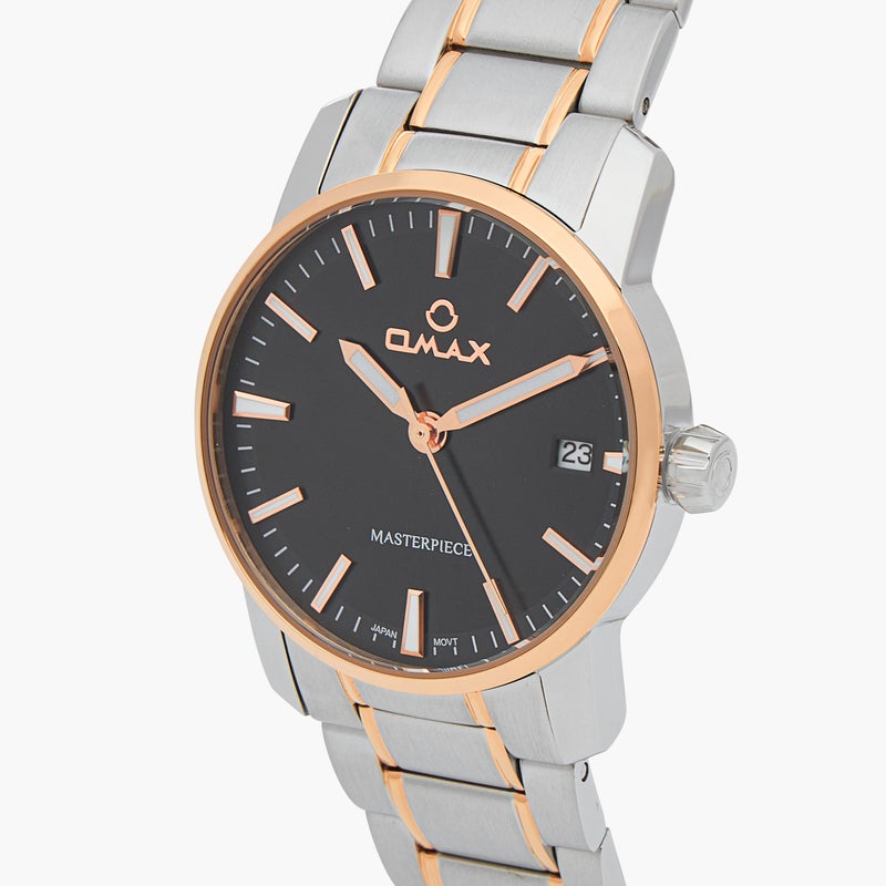 Omax Masterpiece Women's Watch - Black and Rose Gold - Image 4
